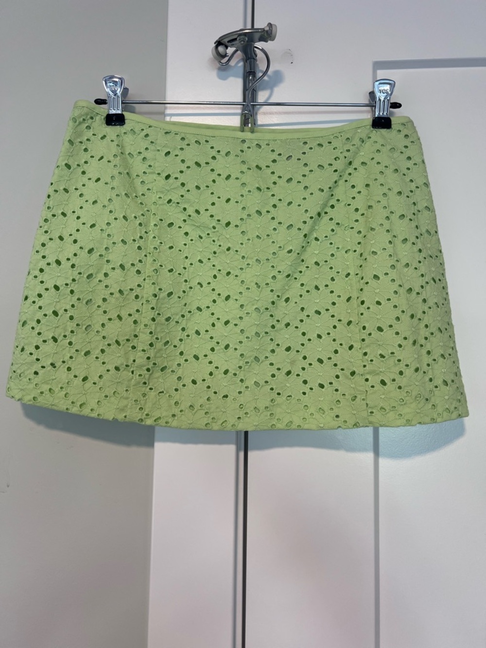 Willi Smith Light Green Eyelet Mini Skirt